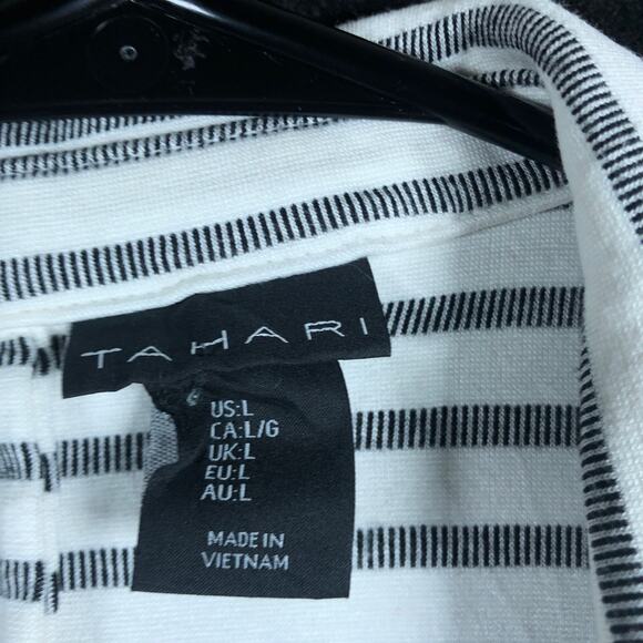 Tahari Womens Jacket White Gray Striped Button Blazer Stretch Large - Picture 6 of 12